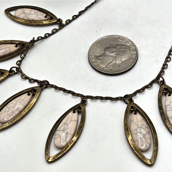 "5/$25" Brasstone Bead Drop Adjustable Bib Chain Necklace - Picture 4 of 9